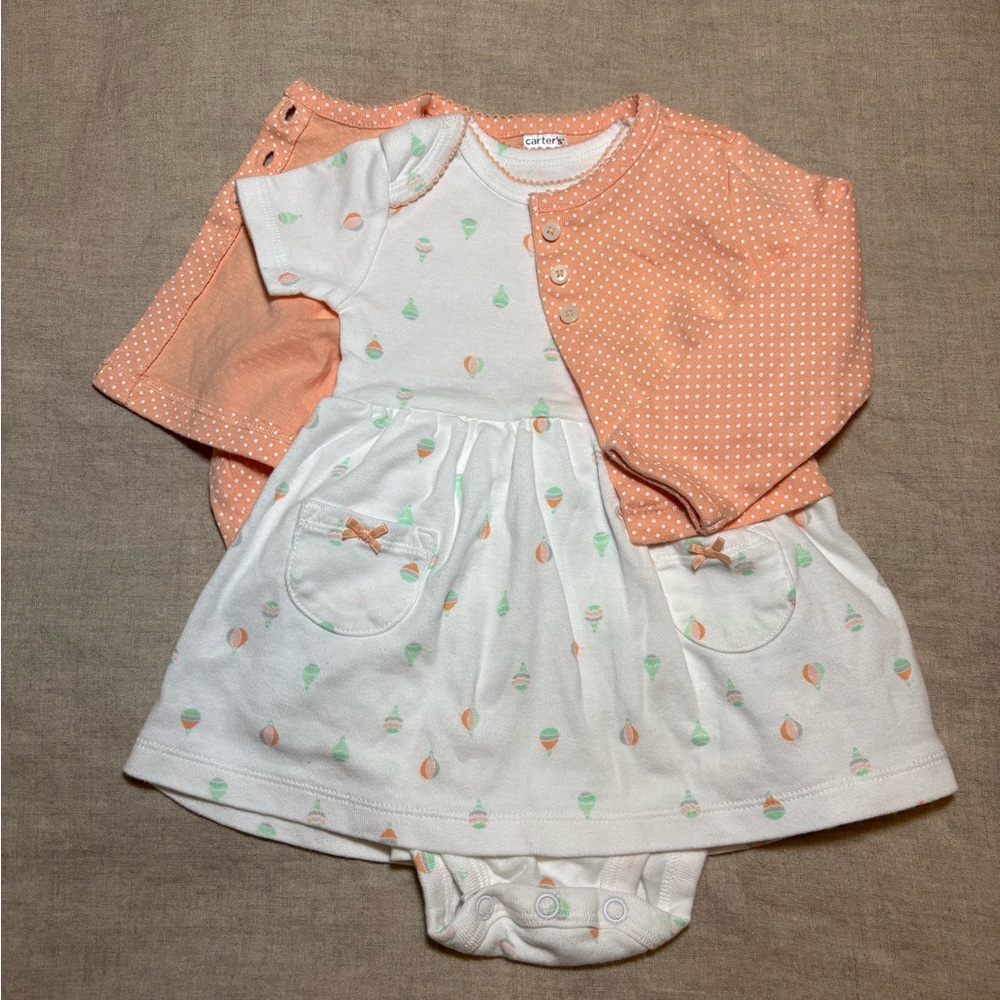 Carter's White and Orange Polka Dot Dress Set